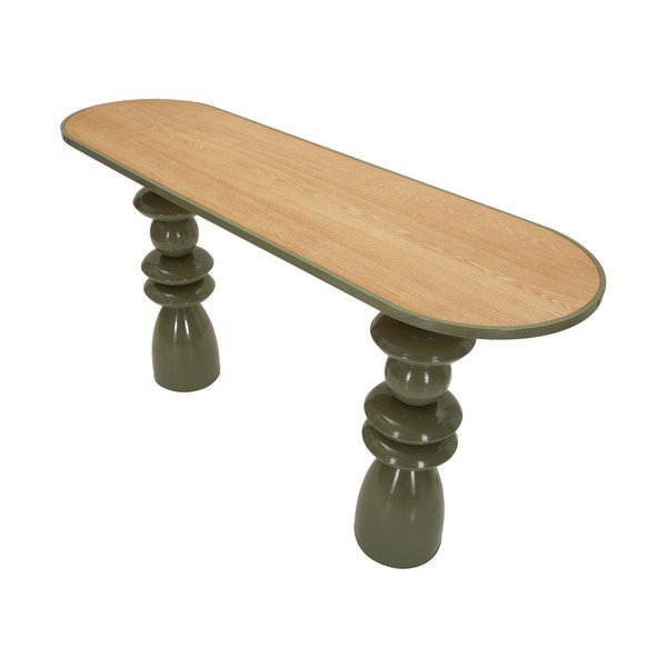 Masă consolă verde din metal 45x150 cm Metal Console – Mauro Ferretti-image-3