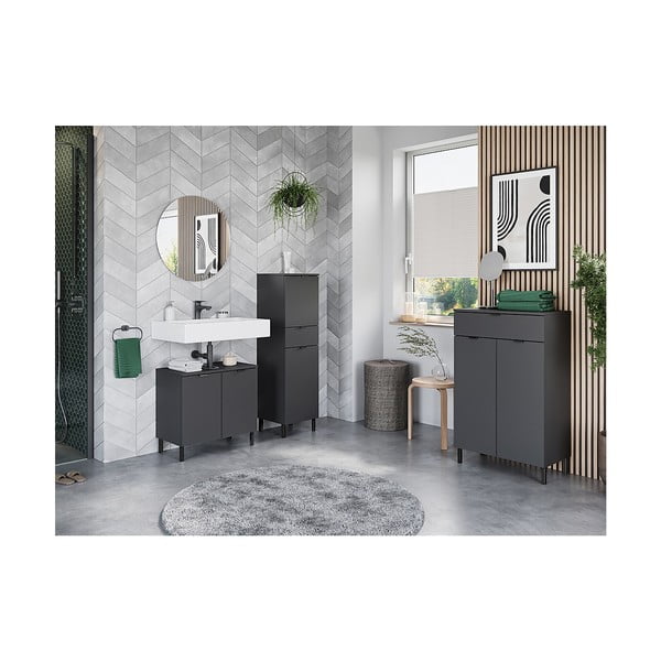 Dulap de baie gri antracit înalt 60x97 cm Arcena – Germania-image-4