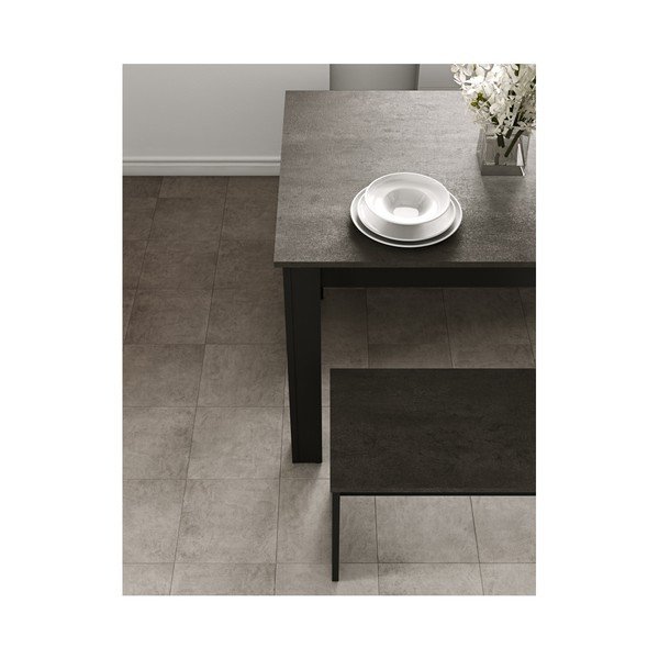 Set masă și 2 bănci cu blat în decor de beton TemaHome Nice, negru-image-4