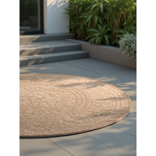 Covor pentru exterior și interior bej/fildeș rotund ø 160 cm Duet Kona – NORTHRUGS-image-3
