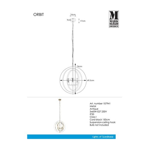Lustră Markslöjd Orbit 3L Antique-image-2
