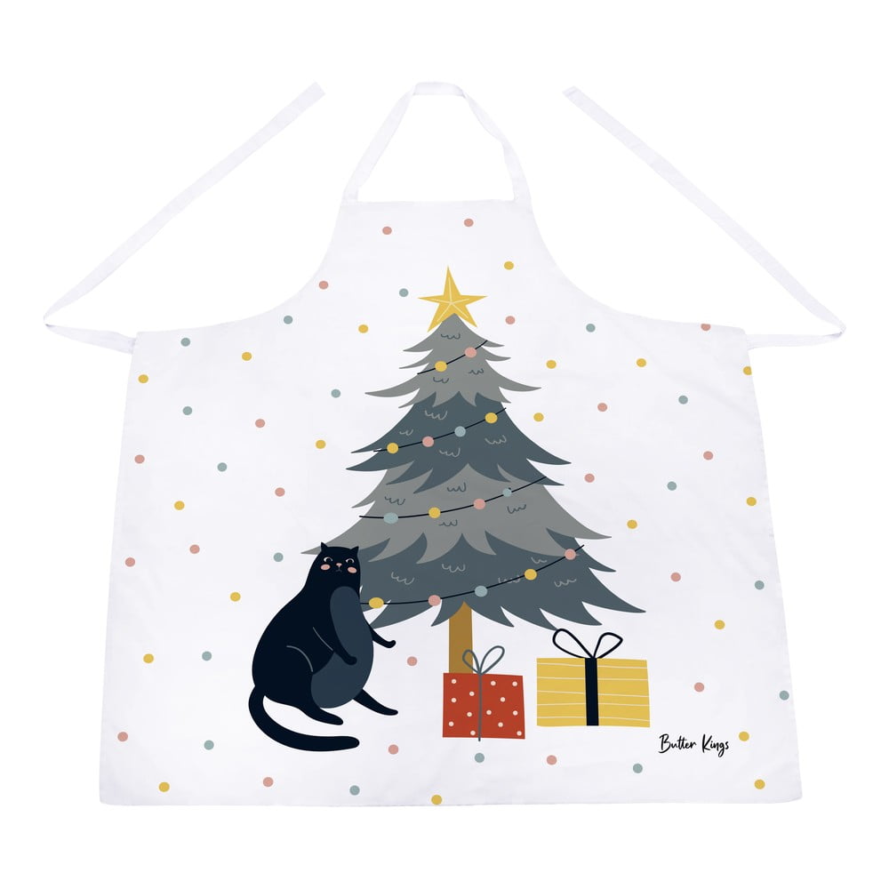 Șorț din bumbac cu model de Crăciun Crazy Cat Xmas – Butter Kings