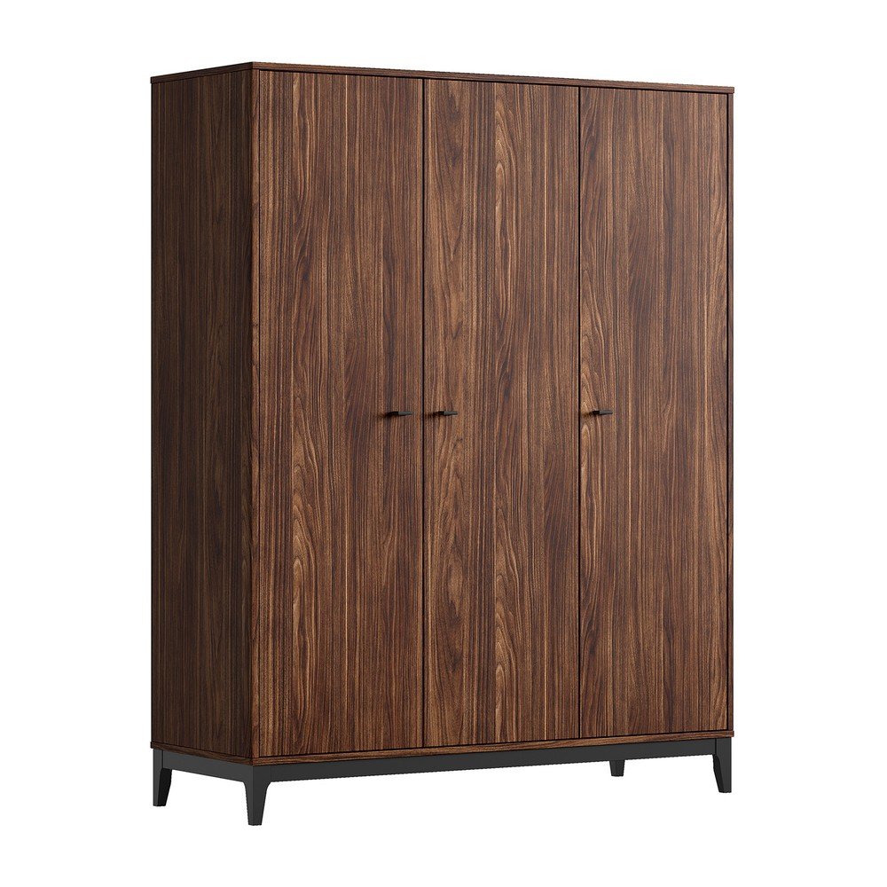 Șifonier în culoare naturală închisă cu aspect de lemn de nuc 148x190x55 cm Ilyas – Vipack