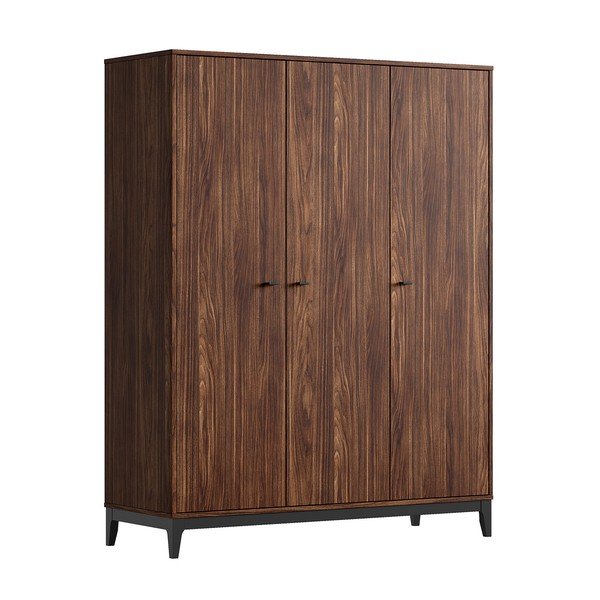Șifonier în culoare naturală închisă cu aspect de lemn de nuc 148x190x55 cm Ilyas – Vipack