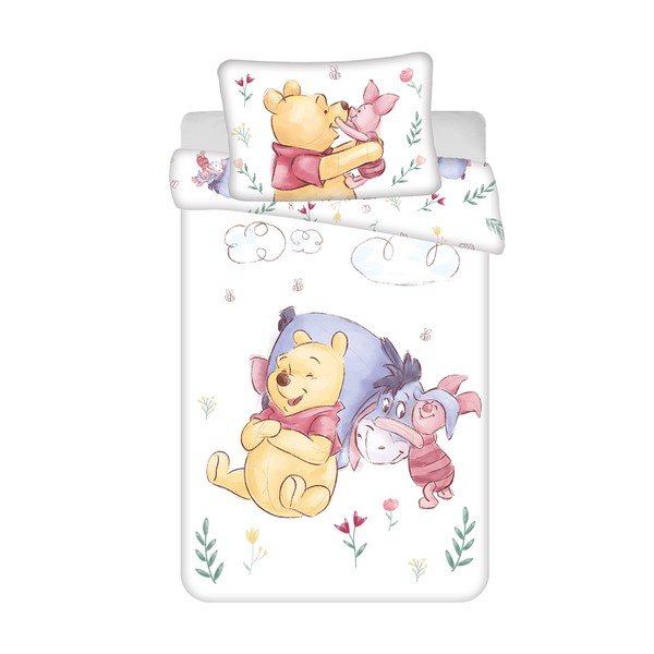 Lenjerie de pat pentru copii din bumbac pentru pătuț 100x135 cm Winnie the Pooh "Pooh Hugs" – Jerry Fabrics