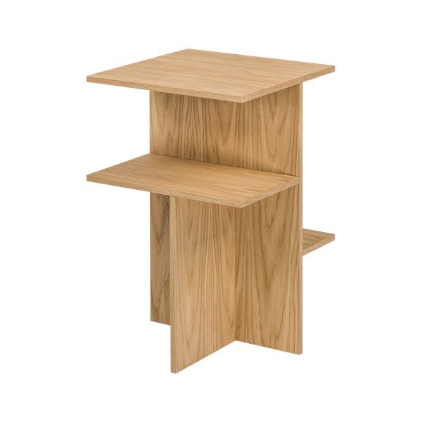 Noptieră în culoare naturală cu rafturi cu aspect de lemn de stejar Atik – noo.ma-image-2