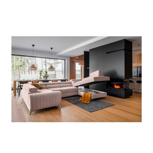 Colțar roz extensibil/cu spațiu de depozitare (cu colț pe partea dreaptă/în formă de "U") Louis – ELTAP-image-2