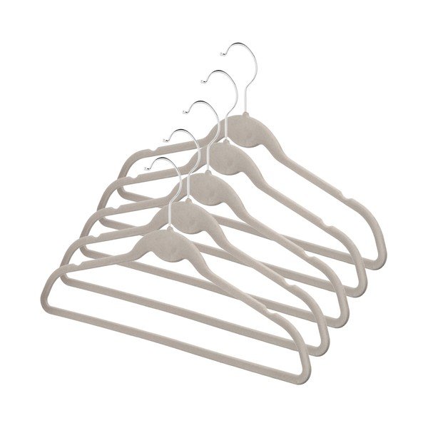 Set 5 umerașe cu suprafață din catifea pentru copii Compactor, bej-image-2