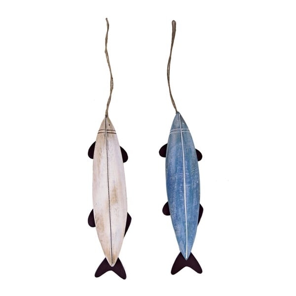 Set 2 decorațiuni suspendate din lemn Ego Dekor Fish, înălțime 6 cm 