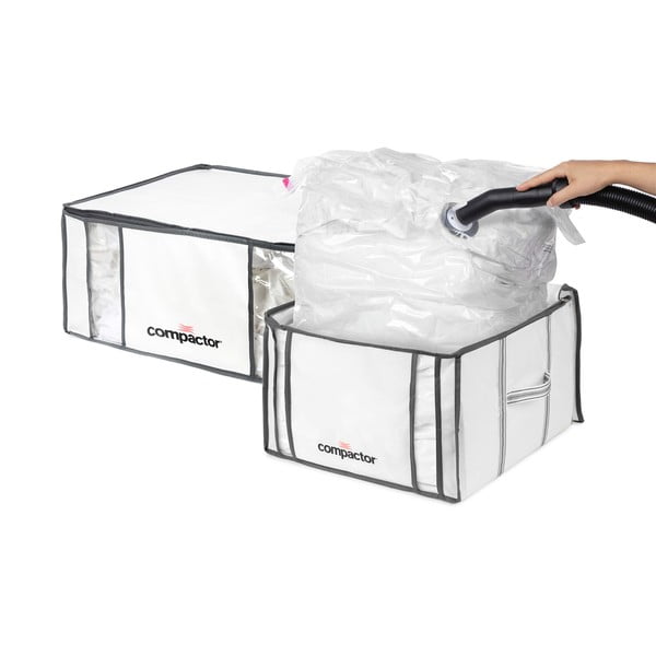 Cutii de depozitare pentru haine 2 buc. din material textil cu vacuum/cu pereți întăriți 65x45x27 cm Life – Compactor-image-3