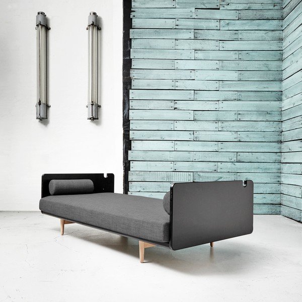 Canapea extensibilă Karup Deva Black/Raw Oak/Granite Grey-image-1