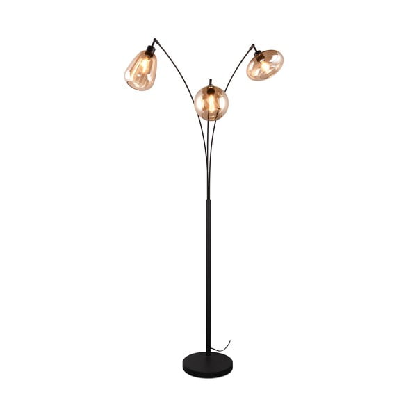 Lampadar negru/portocaliu cu abajur din sticlă (înălțime 200 cm) Lumina – Trio