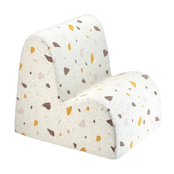 Fotoliu de copii alb cu tapițerie din țesătură bouclé/cu tapițerie din chenille Terrazzo Cloud – Wigiwama