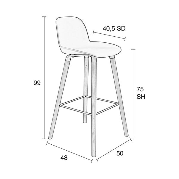 Set 2 scaune bar Zuiver Albert Kuip, înălțime scaun 75 cm, alb-image-4