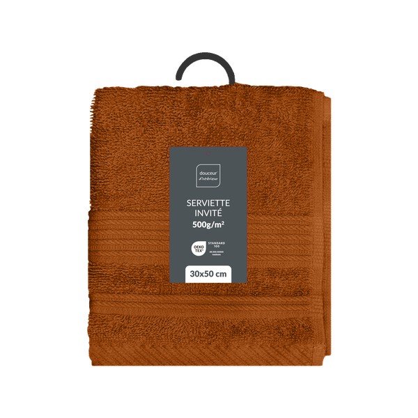 Prosop teracotă din bumbac din frotir 30x50 cm Tendresse – douceur d'intérieur-image-4