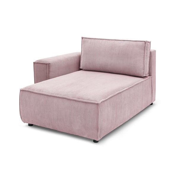 Modul pentru canapea roz deschis cu tapițerie din catifea reiată  (cu colț pe partea stângă ) Nihad modular – Bobochic Paris