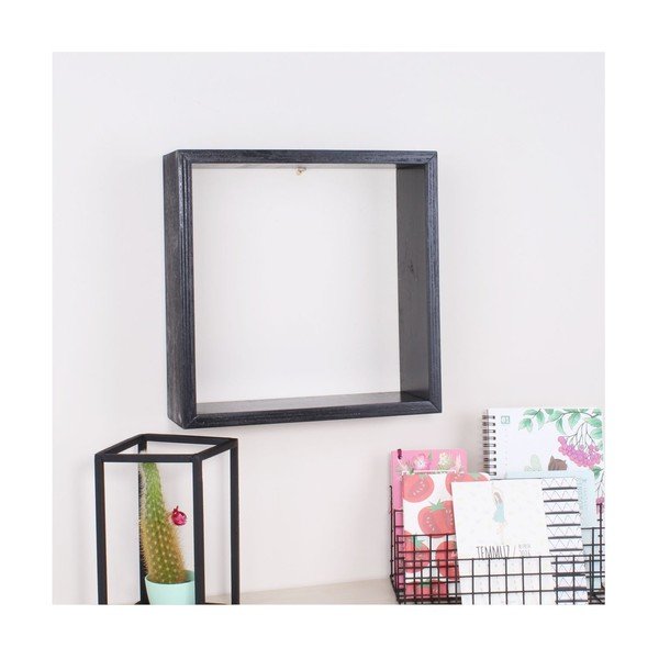 Raft de perete din lemn North Carolina Scandinavian Home Decors Cube L, negru