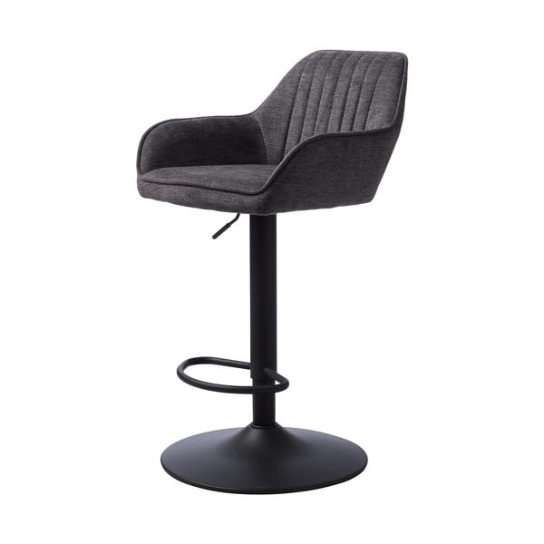 Scaun de bar gri închis cu înălțime ajustabilă/cu cotiere tapițat (înălțime șezut 65 cm) Nolan – Unique Furniture-image-3