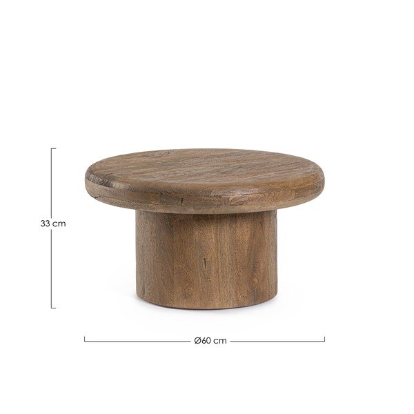 Măsuță de cafea în culoare naturală închisă rotundă din lemn de mango ø 60 cm Lopez – Bizzotto-image-3