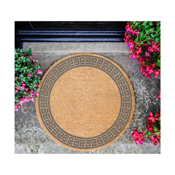 Covoraș intrare rotund fibre de cocos Artsy Doormats Grey Greek Border, ⌀ 70 cm, gri-image-2