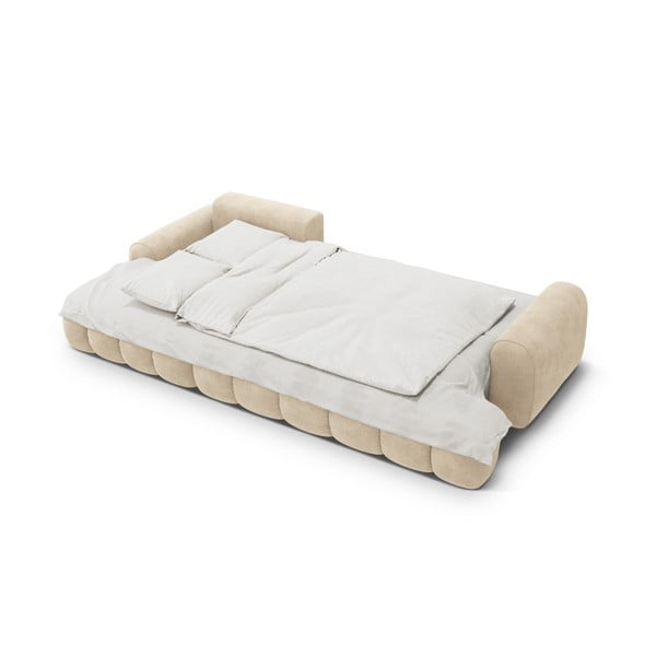 Colțar bej extensibil/cu spațiu de depozitare cu tapițerie din catifea (cu colț pe partea stângă/cu șezlong) Linz – Cosmopolitan Design-image-4