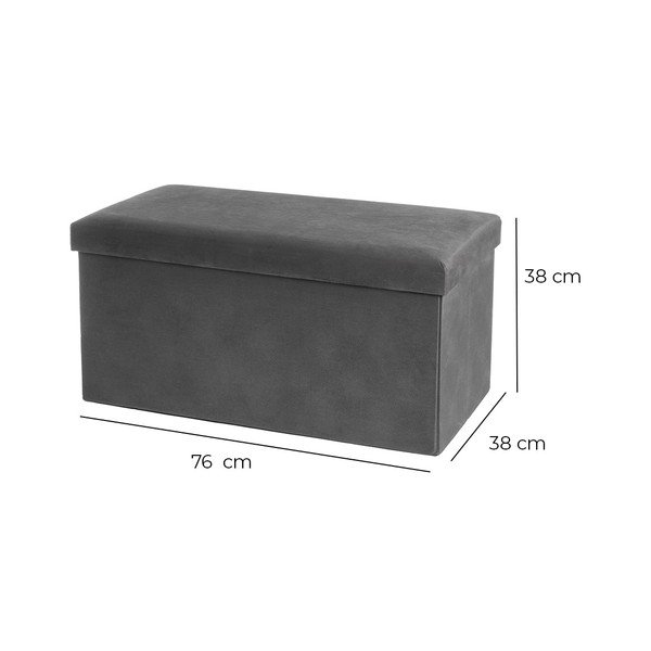 Taburet gri închis cu tapițerie din catifea Estela – Casa Selección-image-3