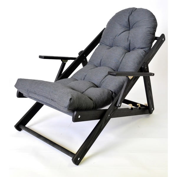 Șezlong de grădină gri închis din lemn pliabil Borneo – Rojaplast-image-1