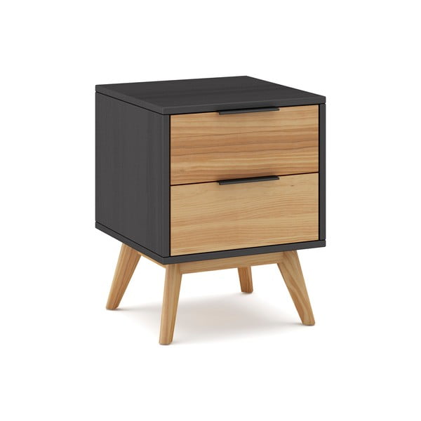 Noptieră în culoare naturală din lemn masiv de pin Lavis – Marckeric-image-2