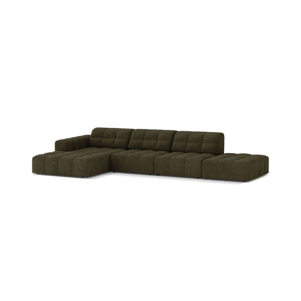 Colțar kaki cu tapițerie din chenille (cu colț pe partea stângă/cu șezlong) Chicago – Cosmopolitan Design-image-1