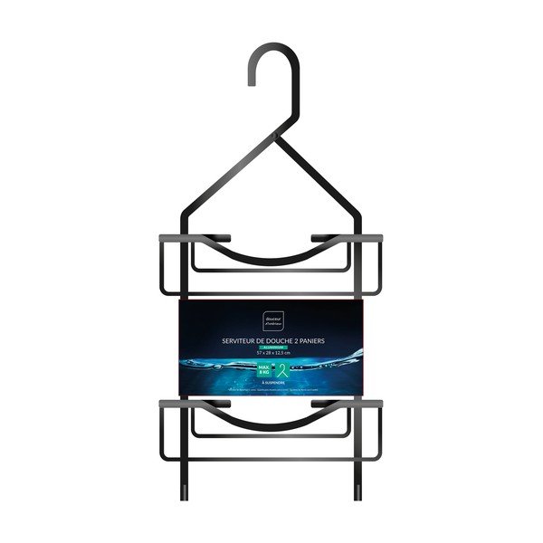 Raft pentru baie negru mat de agățat din aluminiu Filaire Aluminium – douceur d'intérieur-image-1