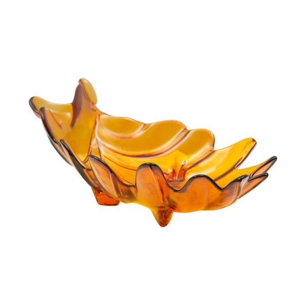 Bol din sticlă reciclată Mauro Ferretti Leaf, 33 x 20 cm, portocaliu