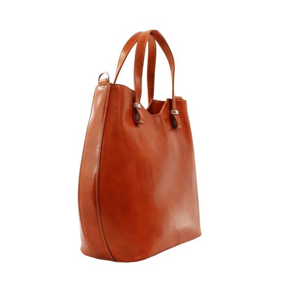 Geantă din piele Chicca Borse Denisse, caramel-image-1