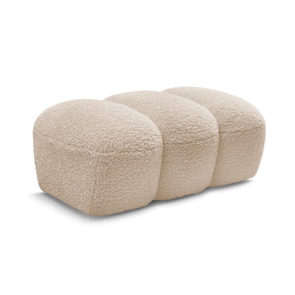 Taburet bej cu tapițerie din țesătură bouclé Hippolyte – Bobochic Paris-image-3