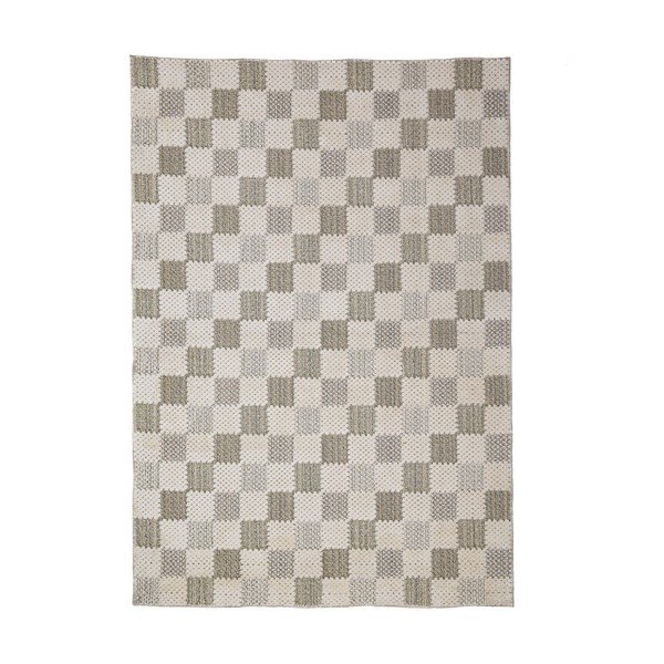 Covor verde lavabil din amestec de bumbac 116x170 cm Muted Checkerboard – Flair Rugs
