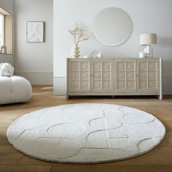 Covor fildeș țesut manual rotund din lână ø 160 cm Gigi – Flair Rugs-image-1