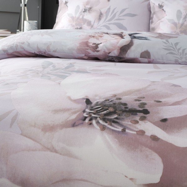 Lenjerie de pat Catherine Lansfield Dramatic Floral, 200 x 200 cm, roz-image-3