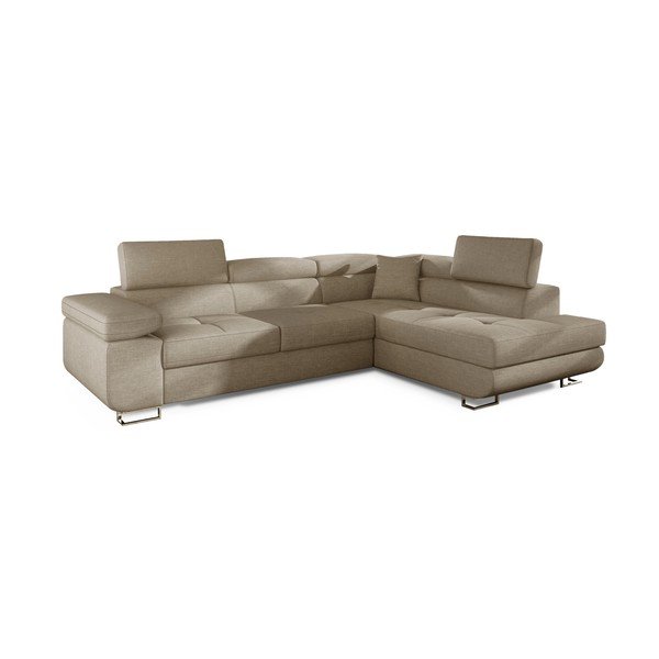 Colțar bej extensibil/cu spațiu de depozitare (cu colț pe partea dreaptă/în formă de ”L”) Anton – ELTAP-image-2