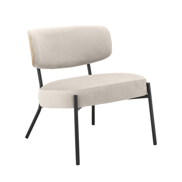 Fotoliu cu taburet crem cu tapițerie din catifea Jerry – Støraa-image-4