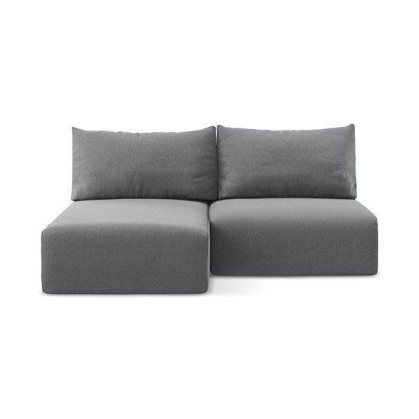 Colțar gri extensibil/cu spațiu de depozitare cu tapițerie din catifea (cu colț pe partea stângă/cu șezlong) Kalena – Makamii