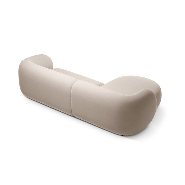 Colțar bej cu tapițerie din catifea (cu colț pe partea stângă/cu șezlong) Kate – Micadoni -image-3