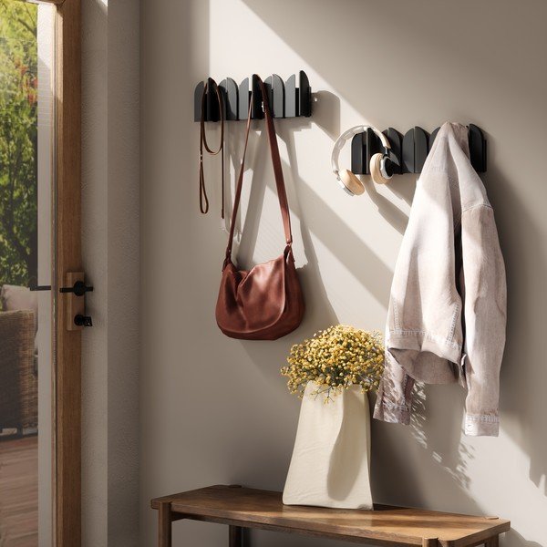 Cuier de perete negru mat din oțel 43 cm Saloon – Umbra-image-1