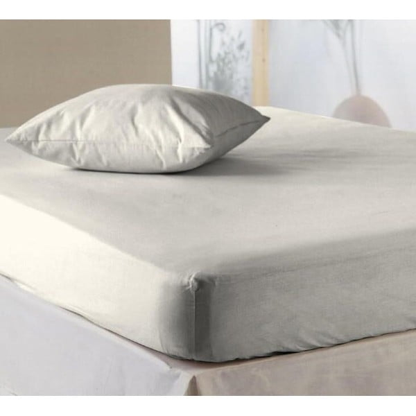 Cearșaf pentru pat matrimonial Descanso Jersey Grey, 90x220 cm
