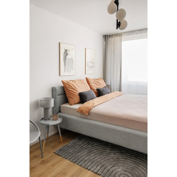 Pat matrimonial albastru prăfuit tapițat cu spațiu de depozitare cu somieră 140x200 cm Lotte – Meise Möbel-image-1