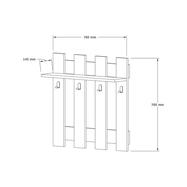 Raft de perete cu 4 cârlige Carina, maro închis-image-3