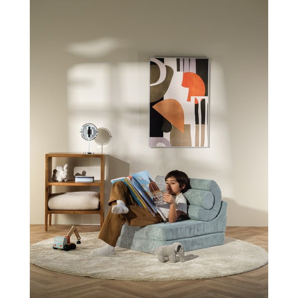 Fotoliu pentru copii verde mentă cu tapițerie din catifea reiată Flipster – Wigiwama-image-3