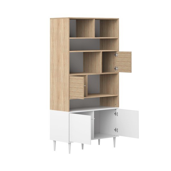 Bibliotecă albă din cu aspect de stejar 90x180 cm Horizon - TemaHome -image-3