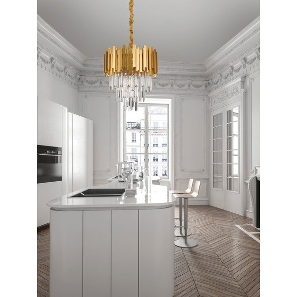 Lustră aurie din metal cu abajur din cristal ø 40 cm Grane – Nova Luce-image-2