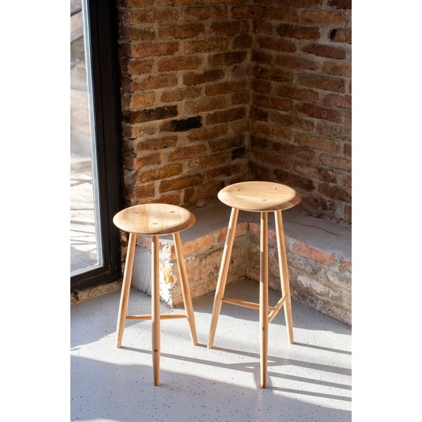 Scaun de bar în culoare naturală din lemn de stejar (înălțime șezut 75 cm) Blanc – Gazzda-image-1