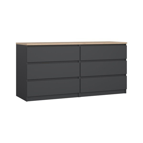 Comodă gri închis 154x76x50 cm Naia – Tvilum