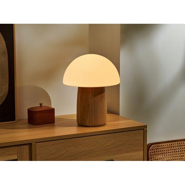 Veioză cu luminozitate reglabilă și abajur din sticlă (înălțime 32 cm) Alice – Gingko-image-1